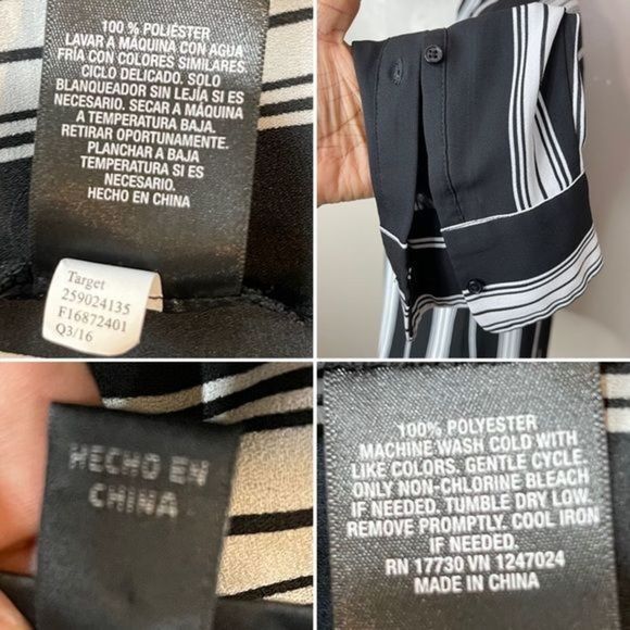 Mossimo Supply Co Womens Black Striped Button Up Shirt Medium Polyester - Picture 9 of 12